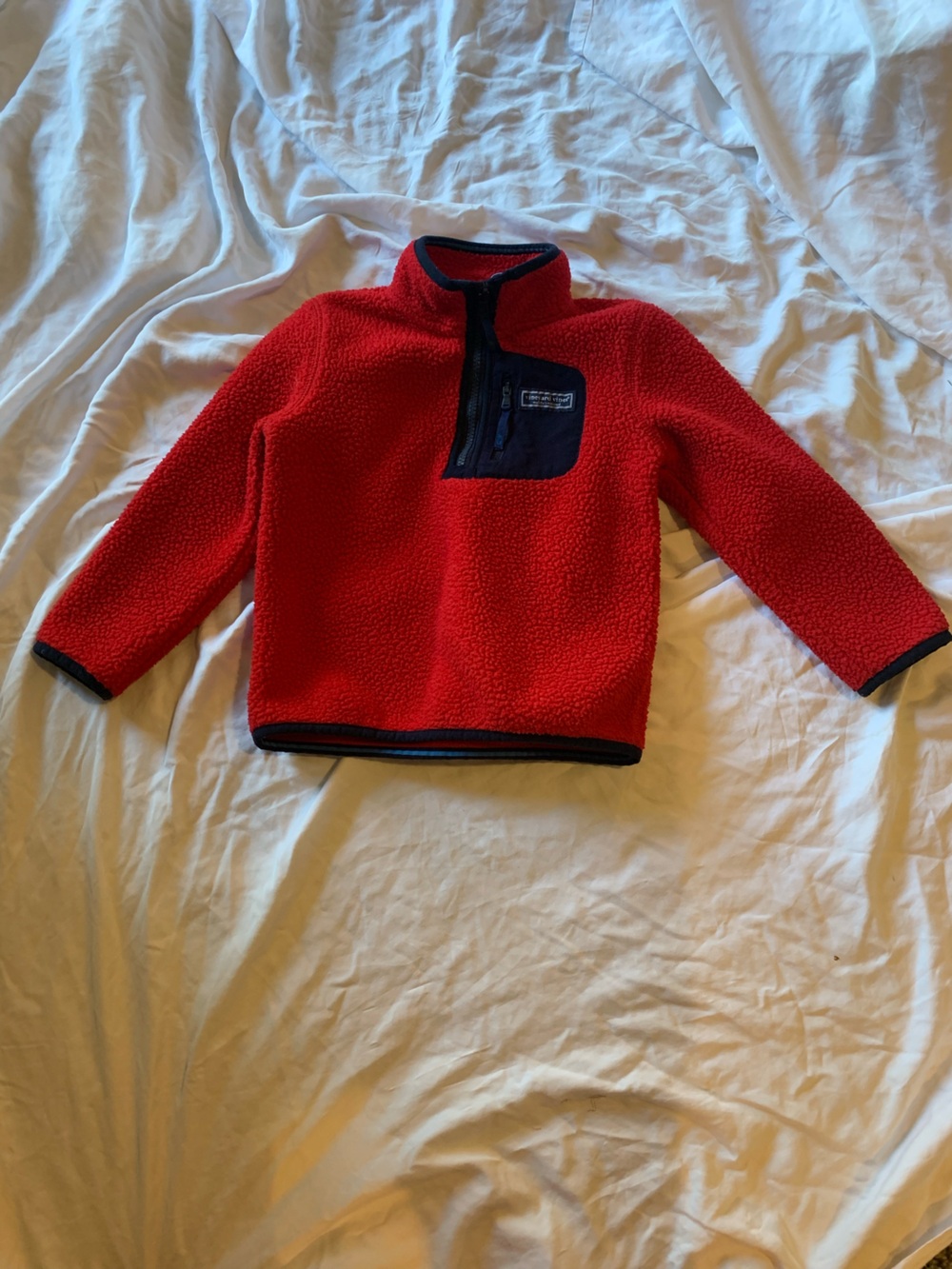 Vineyard Vines Kids Red Sherpa Fleece Quarter-Zip Pullover Jacket 4T